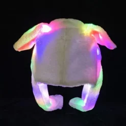 Blå strikket beanie LED dame pige plys dyr kanin ører hat kasket