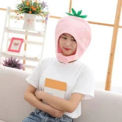 Blød Jordbær Hat Cosplay Hovedbeklædning Foto Rekvisitter Til Ferie Nytårsfest Pink