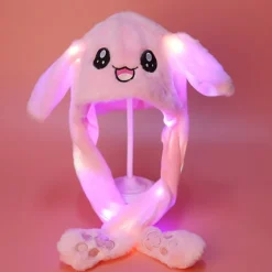 Blød Varm Kaninhat med LED-lys, Hoppehat - Perfekt Lysende Pikachu-hat