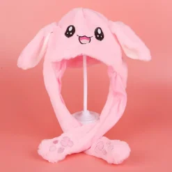 Blød varm kaninhat med LED-lys, hoppende ører No Light Pink Rabbit Hat