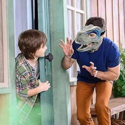 Blodig Dyremaske Skræmmende Tyrannosaurus Rex Dinosaurmaske Slangemund Halloween Latex Godzilla Hovedbeklædning Blue