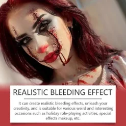 Blodstænk, falsk blodspray, falsk blodsæt vaskbart til cosplay, gyserudklædning, teaterblod, vampyrtilbehør - hudvenligt 2set