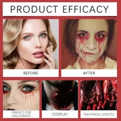 Blodstænk, falsk blodspray, falsk blodsæt vaskbart til cosplay, gyserudklædning, teaterblod, vampyrtilbehør - hudvenligt 2set
