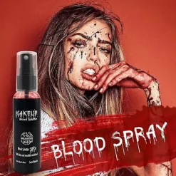 Blodstænk Rød Spray, Halloween Fake Blod Makeup, Fake Blod Spray, Vaskbar Blod Makeup til Vampyr Zombie Blod, 50g (Fake Blod Spray)