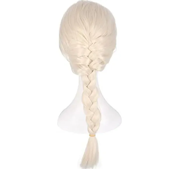 Blond Flettet Elsa Cosplay Paryk Syntetisk Hår Parykker Halloween Fest Daglig Kostume Paryk (Til Børn og Voksne)