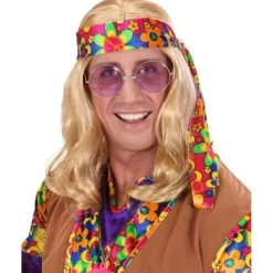 Blond hippieparyk til mænd fra 60'erne - WIDMANN - Kostumetilbehør - Voksen, CJY Blont hu00e5r