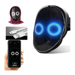 Bluetooth LED Lysende Festmaske Halloween Jul DIY Animation Tekst Kærlighed Spøg Koncert Robot - WELLNGS