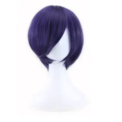 Blåviolet ansigtsindpakket cosplay-animationsparyk (24-25CM), kort rollespilsparyk
