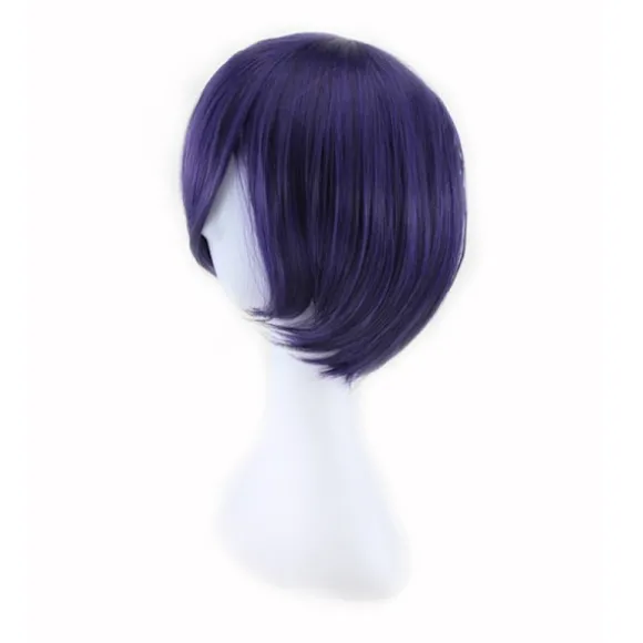 Blåviolet ansigtsindpakket cosplay-animationsparyk (24-25CM), kort rollespilsparyk