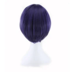 Blåviolet ansigtsindpakket cosplay-animationsparyk (24-25CM), kort rollespilsparyk