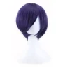 Blåviolett ansiktsinpackad cosplay-animationsperuk (24-25CM), kort rollspel peruk