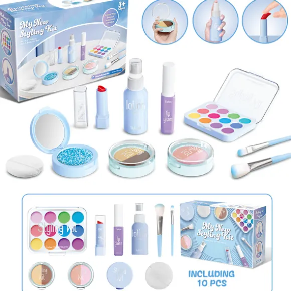 Børne Make-up Legesæt – Mit Nye Styling Kit (10 Dele) til Piger 3+ År blå