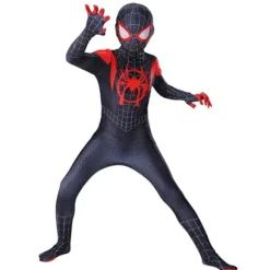 Børne Miles Morales kostume Spiderman Cosplay Jumpsuit sort black 140CM