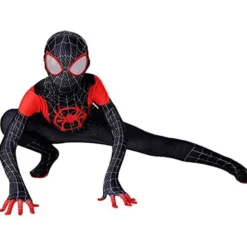 Børne Miles Morales kostume Spiderman Cosplay Jumpsuit sort black 140CM