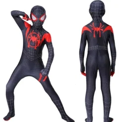 Børne Miles Morales kostume Spiderman Cosplay Jumpsuit sort black 140CM