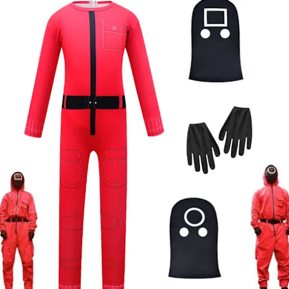 Børne Unisex Squid Game Jumpsuit Fest Cosplay Kostume Outfit Y Round shape 150cm
