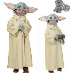 Børne Yoda Kostume Barn Mandalorian Tøj Fandtøj A (FMY) L