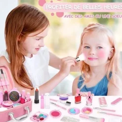 Børns Makeup Legetøj Piger, 20 stk Makeup Taske, Pink Makeup Sæt Legetøj Bedste Gave til Pige Komfortabel, SD