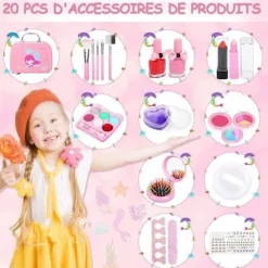 Børns Makeup Legetøj Piger, 20 stk Makeup Taske, Pink Makeup Sæt Legetøj Bedste Gave til Pige Komfortabel, SD