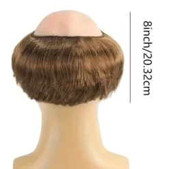 [Brun munkeparyk] Brun lige kort herre munkeparyk med barberet hoved | med hætte, perfekt til Halloween-kostume, temafester og rollespil (Cosplay) Dark Brown-1 8inch | Fyndiq