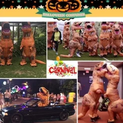 (Brun) Tyrannosaurus Rex Kostume Voksen Dinosaur Kostume Oppustelig