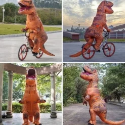 (Brun) Tyrannosaurus Rex Kostume Voksen Dinosaur Kostume Oppustelig