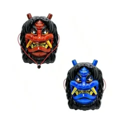 Bull Demon Prajna Parodi Tengu Maske Maskerade, Rollespil, Fest, Kostumebal, Halloween Dekoration (2 Stykker) Blue and red