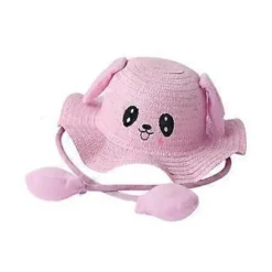 Bunny Hat Cap Strandhat Sjov med Ører i Bevægelse Casual Letvægts Fiskerhat (Pink)