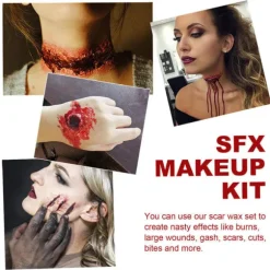 [CA] Halloween makeup sæt med spatel, arvæv, falsk blodgel til udklædningsfest 1