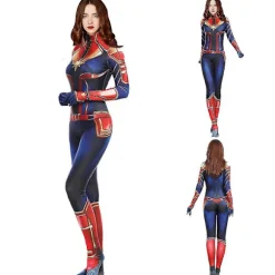 Captain Marvel Cosplay Kostume Jumpsuit Captain Marvel Bodysuit Halloween Party Karneval Fancy Dress Up Til Kvinder S