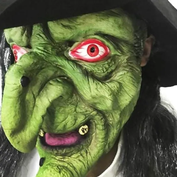 CDQ Gammel kvinde heks maske Halloween skræmmende kostume skræmmende fest cosplay dekoration tilbehør