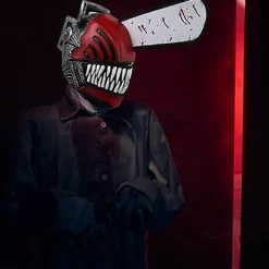 Chainsaw Man Cosplay Latex Maske - Rædsel Blodig Pochita Denji Hjelm, Skræmmende Halloween Kostume Rekvisit_yux