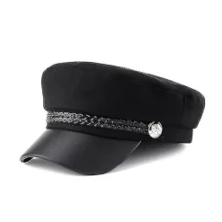 Chauffør Top Cap Sort Baret Fører Kostume Hat Flot Udklædning Ottekantet Hat