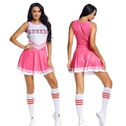 Cheerleader kostume til kvinder Halloween outfit pink S