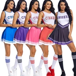 Cheerleader kostume til kvinder Halloween outfit pink S