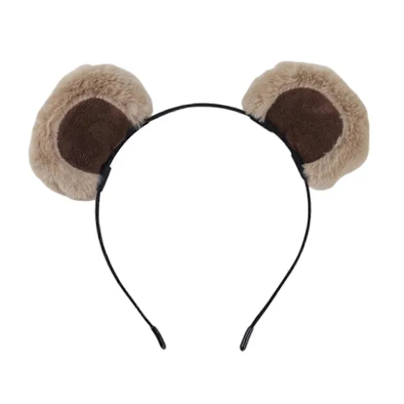Chipmunk Øre Hårbøjle Plys Bjørne Øre Dekor Pige Hovedbeklædning Elastisk Design Dyretema Hårbøjle Makeup Hovedbeklædning (FMY) Khaki