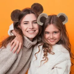 Chipmunk Øre Hårbøjle Plys Bjørne Øre Dekor Pige Hovedbeklædning Elastisk Design Dyretema Hårbøjle Makeup Hovedbeklædning (FMY) Khaki