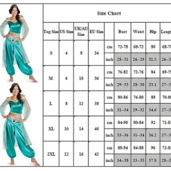 【CJY】Udklædning【CJY】Halloween Aladdin Jasmin Prinsesse Maskerade Karneval Cosplay Kostume til Kvinder Blå Grøn Blå GrønCJY Blå Grøn Blue Green S