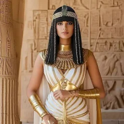 Cleopatra Cosplay Paryk, 30 cm Dame Paryk med Pandehår
