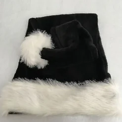 75cm Sort Pludset Lang Julehat Julekostume Pompom Julemandshue
