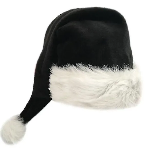 75cm Sort Pludset Lang Julehat Julekostume Pompom Julemandshue