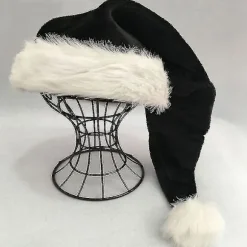 75cm Sort Pludset Lang Julehat Julekostume Pompom Julemandshue