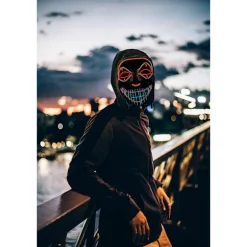 Color Led - Musik Speed ​​Led Maske - Halloween Led Maske - Led Royal blue+orange+red