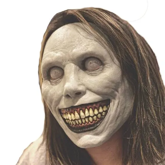 COS Halloween Horror Maske Smilende Exorcisme Latex Maske til Grønne Øjne