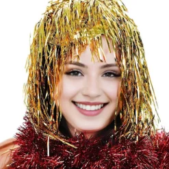 Cosplay Disco Paryk Folie Glitter Skinnende Paryk Voksne Metalliske Cosplay Tilbehør Sjov Atmosfære Festlig Dekoration OceanRed OceanRed