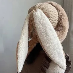 Cosplay Lange Ører Vinterhue Kanin Huer Nytår Vinterfest Halloween Påske Varm Fluffy Kaninører lys kaffe