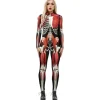 Cosplay Muskel Bodysuit Kostume til Unisex Voksen - Spandex Stretch Voksen Jumpsuit Rød Medium