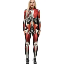 Cosplay Muskel Bodysuit Kostume til Unisex Voksen - Spandex Stretch Voksen Jumpsuit Rød Medium