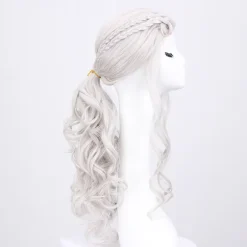 Cosplay paryk cosplay til kvinder, daenerys paryk lang blond krøllet Kha