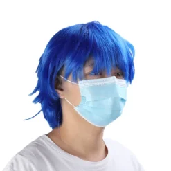 Cosplay Paryk Kort Fluffy Mænd Naturlig Anime Cosplay Fest Kostume Syntetisk Hår Paryk Blå